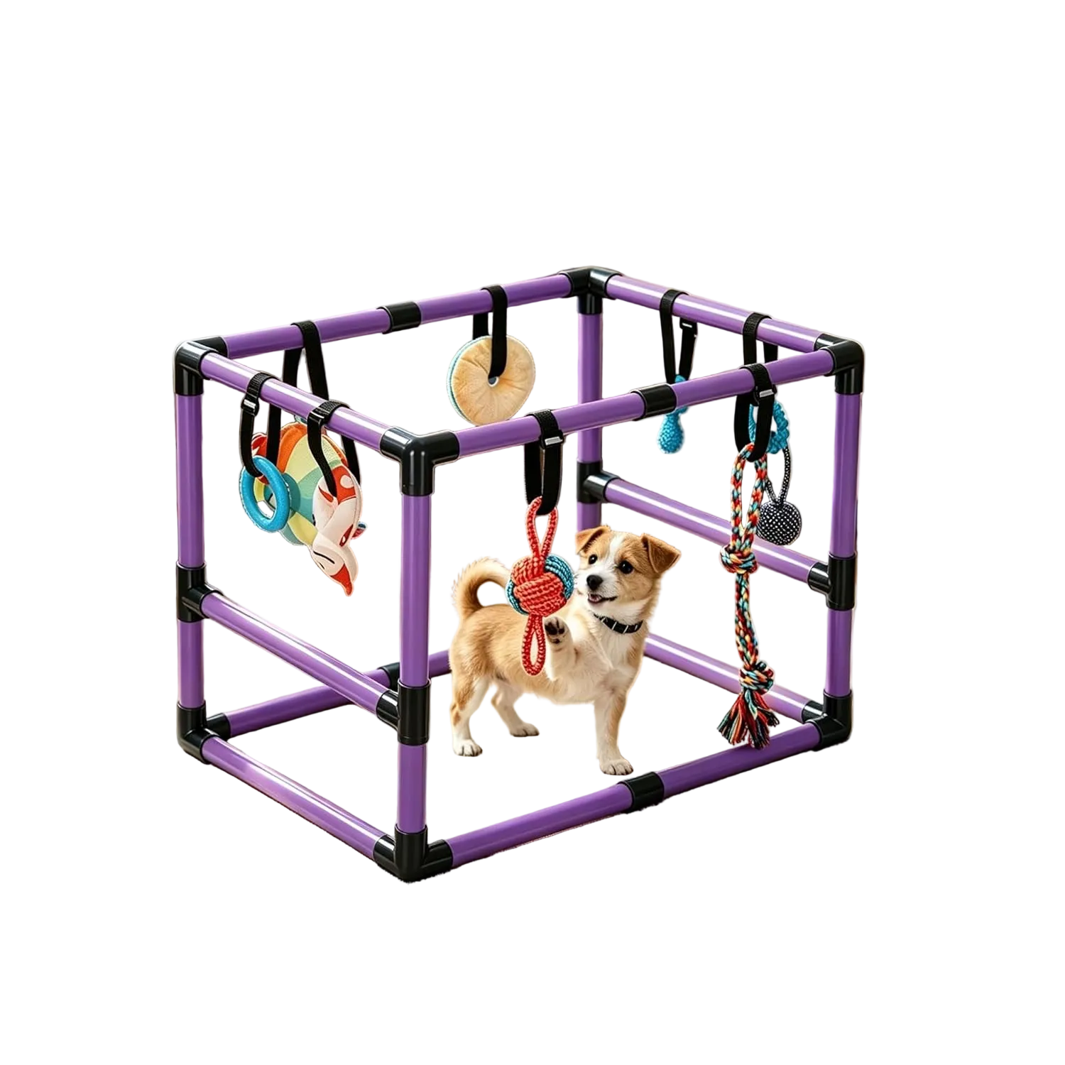 Indoor Puppy Play Gym with Hammock 8 Toys