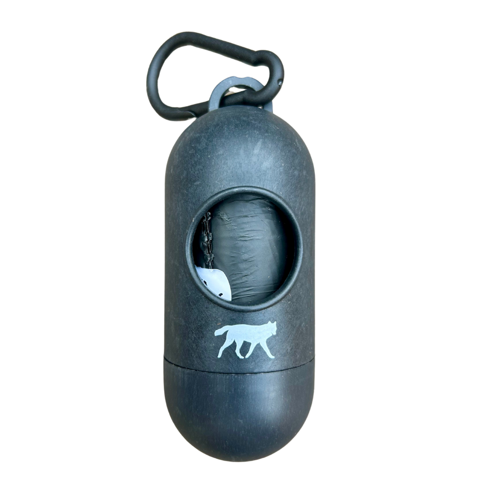 Dog poop bags + bamboo dispenser