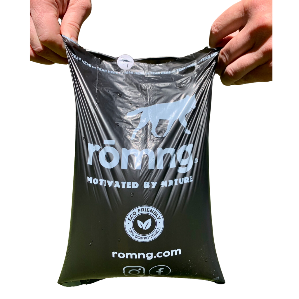 Dog poop bags + bamboo dispenser