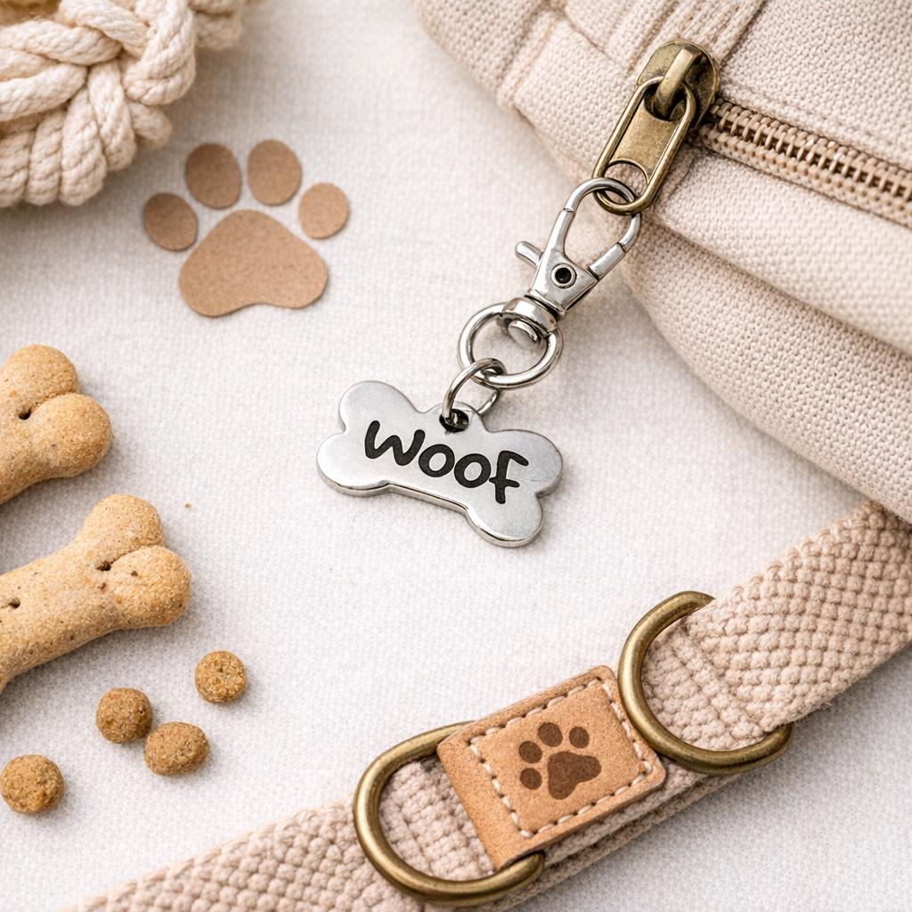 Woof Dog Bone Clip On Charm Stainless Steel