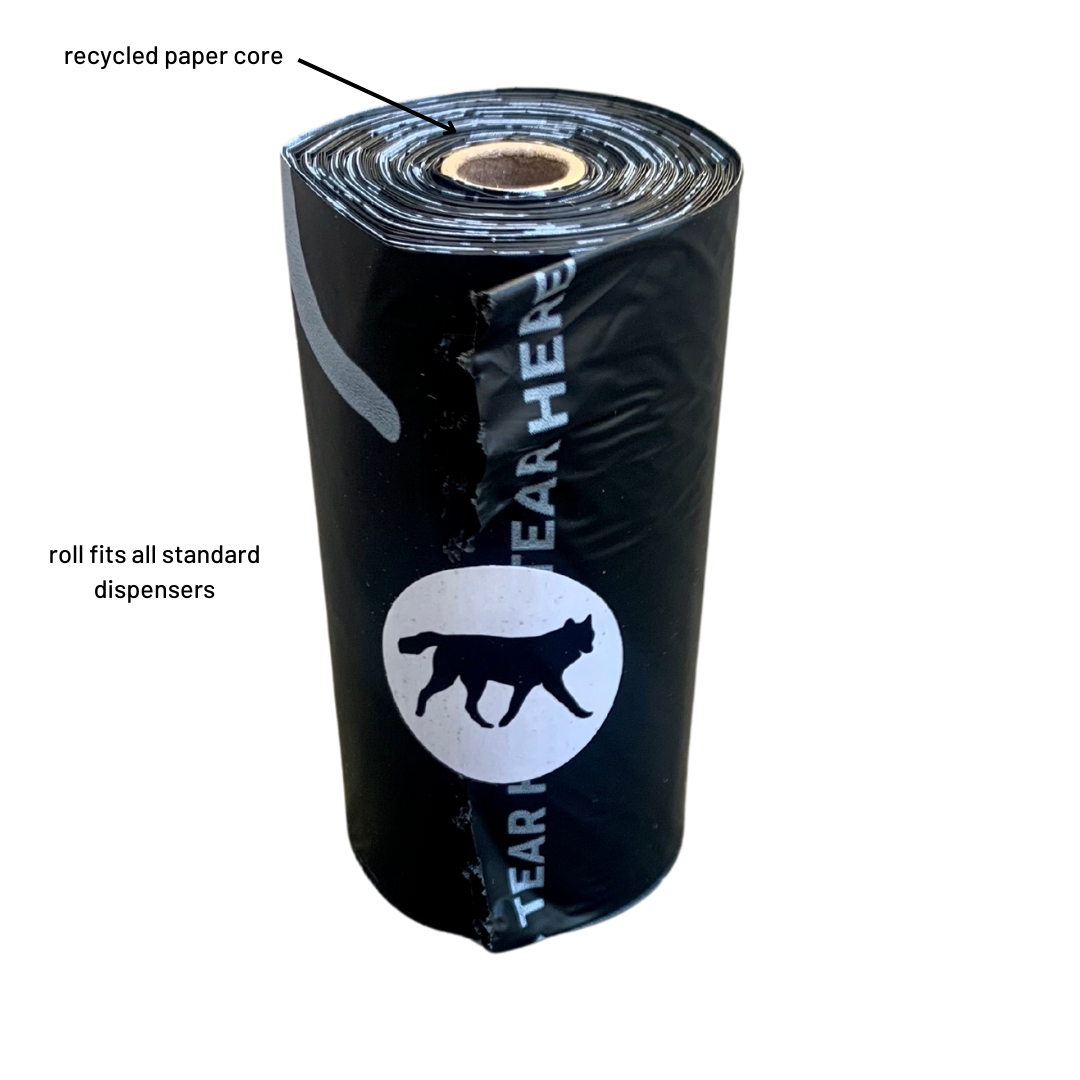 Dog poop bags + bamboo dispenser