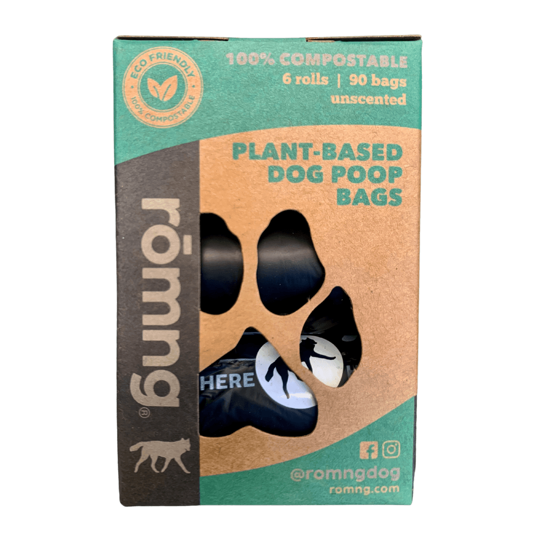 Dog poop bags + bamboo dispenser